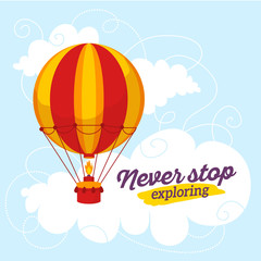 Vector illustration of beautiful fly big air balloon in the sky