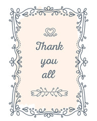 Vector illustration of black lace frame with inscription and flo
