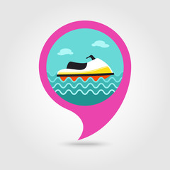 Jet Ski pin map icon. Summer. Vacation