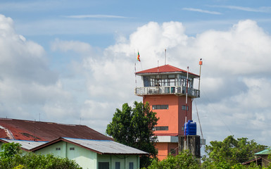 Airport control tower in Myeik, Myanmar