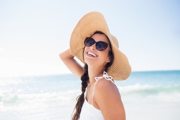  Portrait of smiling woman on the beach