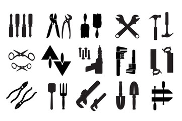 Obraz premium Set of retro building tools and accessories household goods