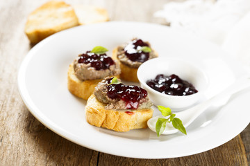 Chicken liver pate with berry jam