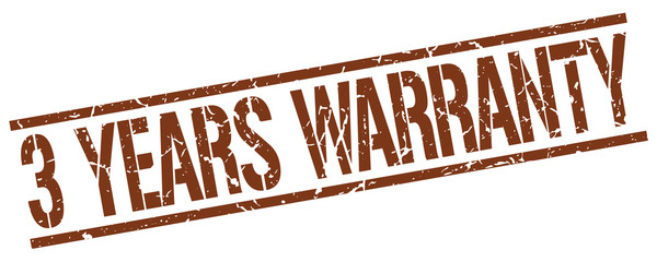 3 years warranty brown grunge square vintage rubber stamp