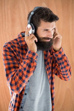 Hipster listening to music