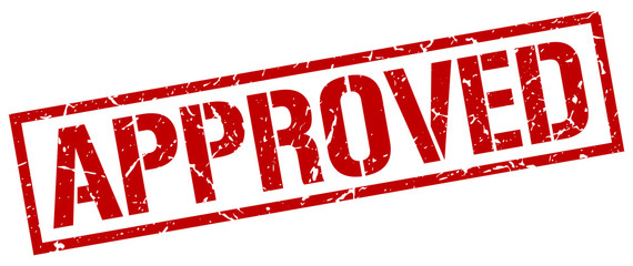 approved red grunge square vintage rubber stamp