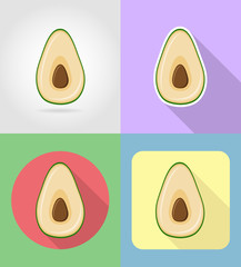 avocado fruits flat set icons with the shadow vector illustratio