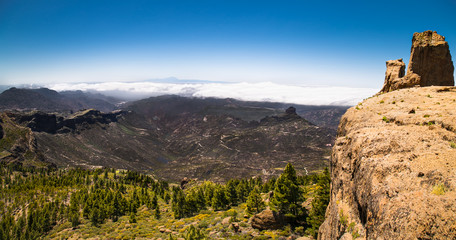 Fototapeta na wymiar Panoramic view from Pico de las Nieves on Gran Canaria , Spain.