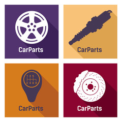 CarParts - icon - color - simple - obrazy, fototapety, plakaty