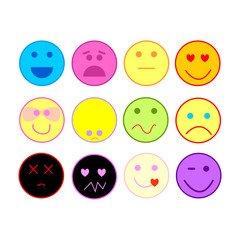 Emoticon vector illustration. Emoticon set. Emoticon face on a white background. Emoticon icon. Different emotions collection. Emoticon flat design. Emoticon isolated.