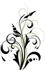 Floral background with decorative branch. Vector illustration.