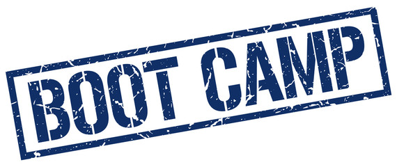 boot camp blue grunge square vintage rubber stamp