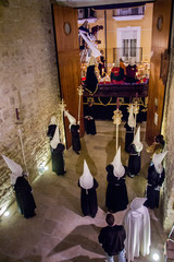 Baeza, Andalusia, province of Jaén, Spain -  olemn Easter Week (Semana Santa) procession, death...