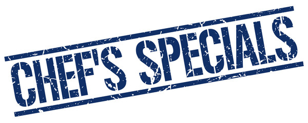chef's specials blue grunge square vintage rubber stamp