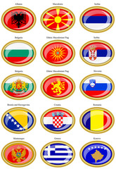 Set of icons. Flags of the Europe (Balkan countries).   