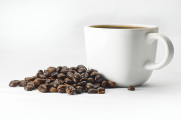 Coffee Cup and coffee beans on white background