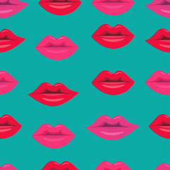 Fototapeta na wymiar cosmetics makeup seamless pattern women lips. sexy lips background vector design