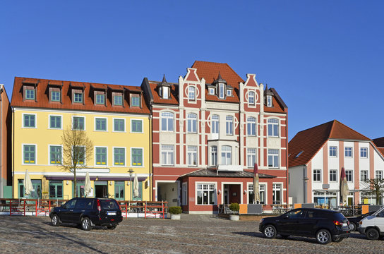 Häuser am Markt in Bergen, Rügen
