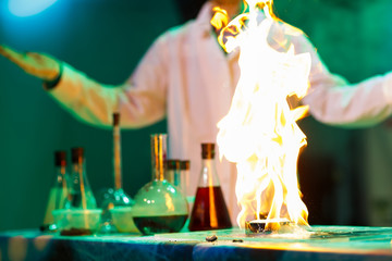 Experiments in a chemistry lab. conducting an experiment in the