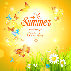 Positive summer background with sunshine