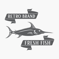 Fish - vector. Logo, badge or label design template