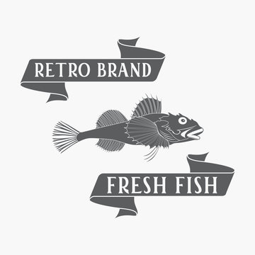 Fish - vector. Logo, badge or label design template