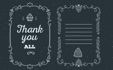 Vector template of greeting card with lace frame, wish inscripti
