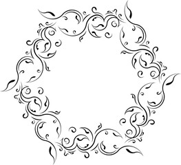 Unusual lace floral frame, decorative element with empty place for your text. Vector illustration.