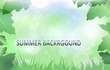 Summer background. Blurred green vector design with green leaves.