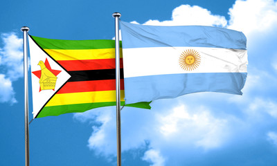 Zimbabwe flag with Argentine flag, 3D rendering