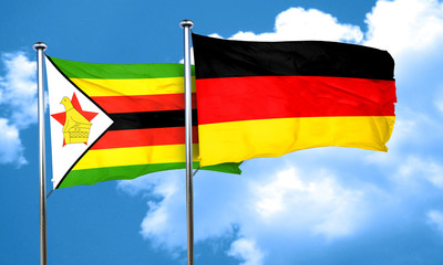 Zimbabwe flag with Germany flag, 3D rendering