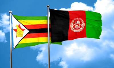 Zimbabwe flag with afghanistan flag, 3D rendering