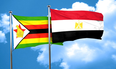 Zimbabwe flag with egypt flag, 3D rendering