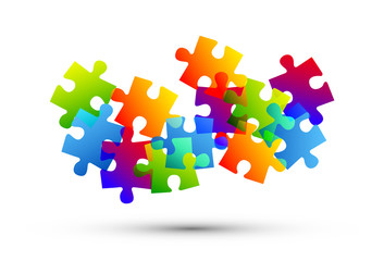 puzzle, elementi, colori, collaborazione