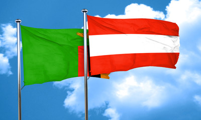 Zambia flag with Austria flag, 3D rendering
