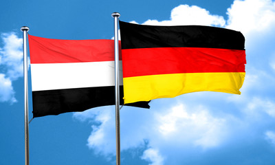 Yemen flag with Germany flag, 3D rendering