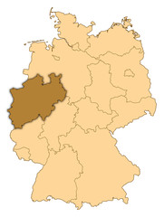 Map - Germany, North Rhine-Westphalia