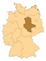 Fototapeta na wymiar Map - Germany, Saxony-Anhalt