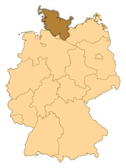 Fototapeta premium Map - Germany, Schleswig-Holstein