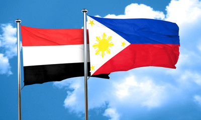 Yemen flag with Philippines flag, 3D rendering