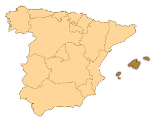 Fototapeta na wymiar Map - Spain, Balearic Islands