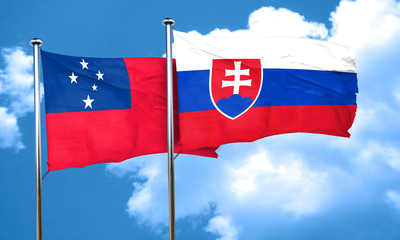 Samoa flag with Slovakia flag, 3D rendering