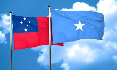 Samoa flag with Somalia flag, 3D rendering