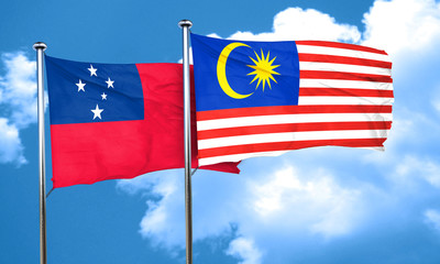 Samoa flag with Malaysia flag, 3D rendering