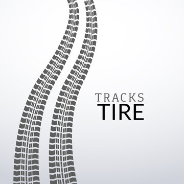 Vector tire tracks on white isolated elements for design