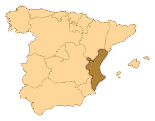 Fototapeta premium Map - Spain, Valencian Community