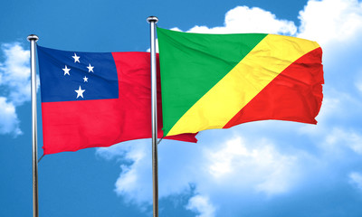 Samoa flag with congo flag, 3D rendering