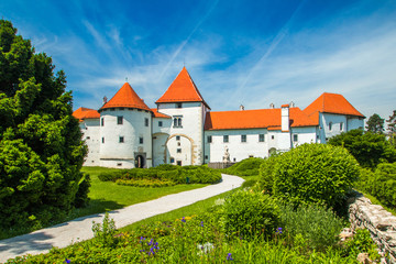     City park and old castle in Varazdin, Croatia, originally built in the 13th century 