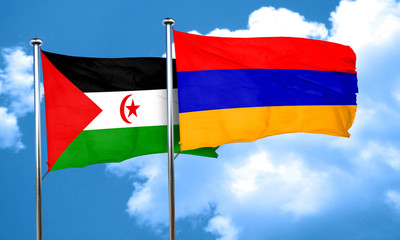 Western sahara flag with Armenia flag, 3D rendering