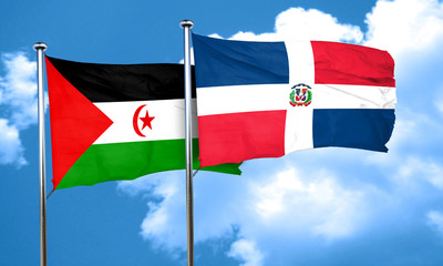 Western sahara flag with Dominican Republic flag, 3D rendering